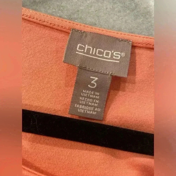 Chicos Coral Short Pleated Sleeve Round Neck Soft Stretchy Tee Size L - Picture 13 of 13